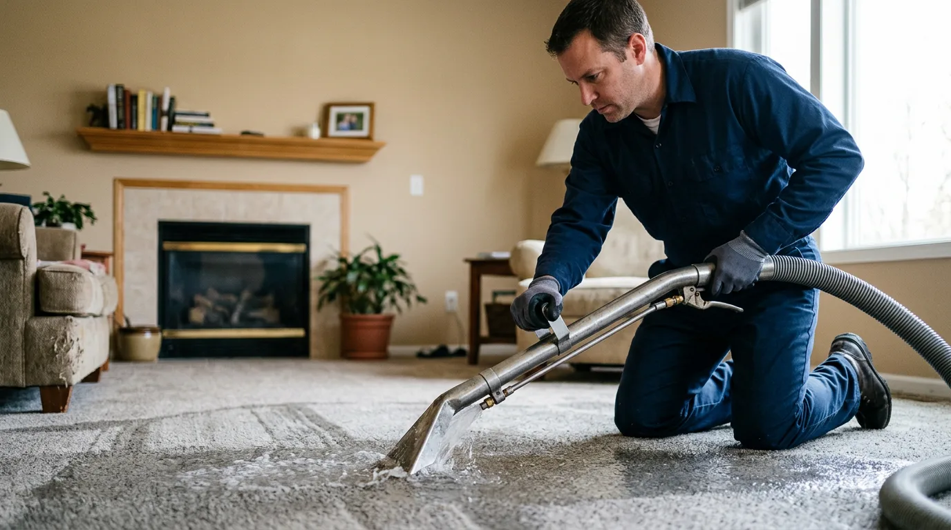 Water damage restoration technician working near Lincoln, AR